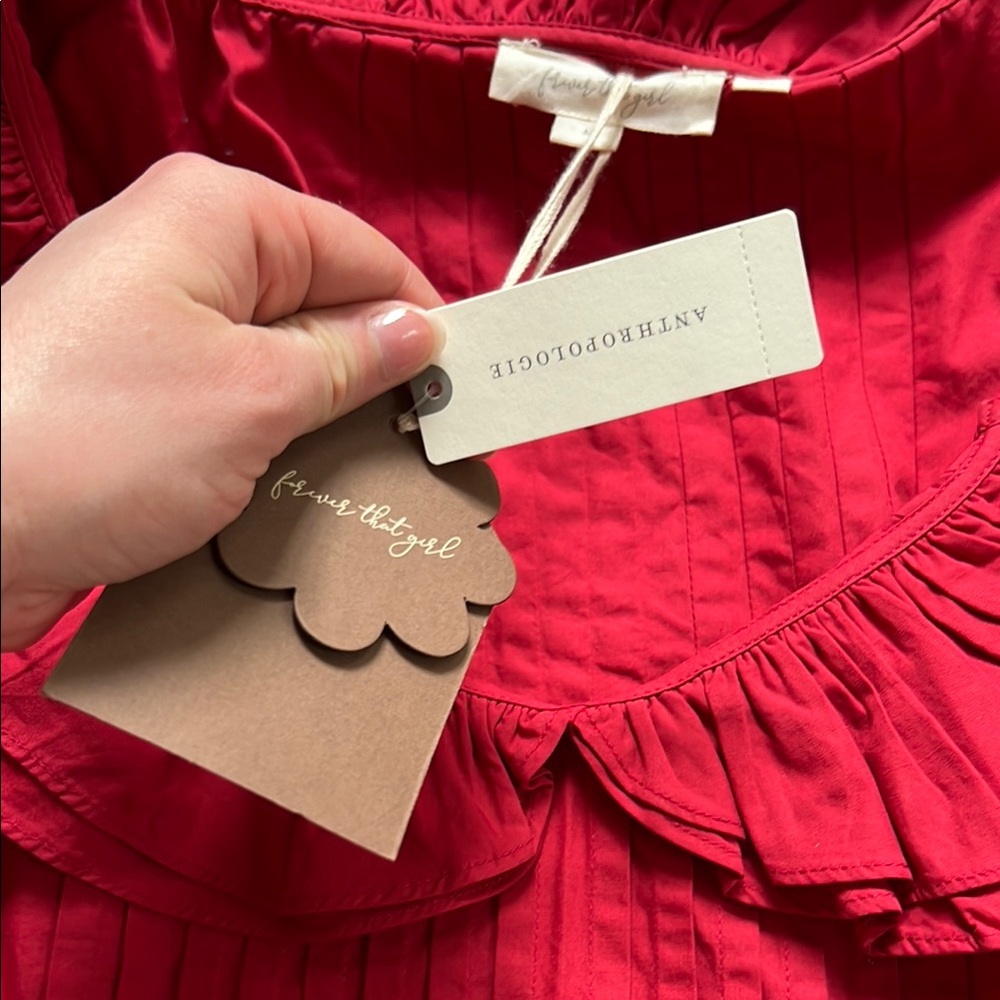 Women’s Red Ruffle Short-Sleeve Top - Picture 4 of 5